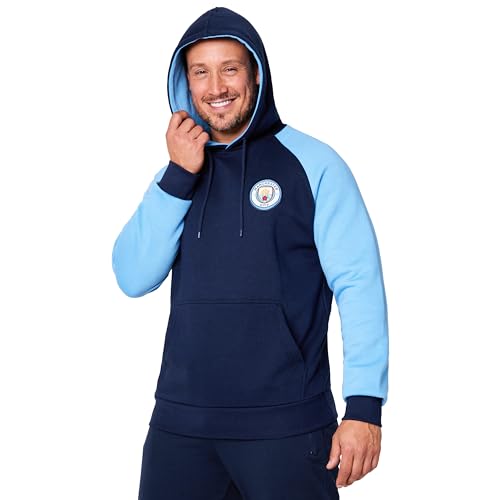 Manchester City FC Hoodie Herren, Kapuzenpullover Herren mit Vordertasche - Fussball Geschenke Männer (Dunkelblau, L) von Manchester City FC