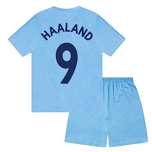 Manchester City FC - Jungen Schlafanzug-Shorty - Offizielles Merchandise - Geschenk für Fußballfans - Dunkelblau Haaland 9-12-13 Jahre von Manchester City FC