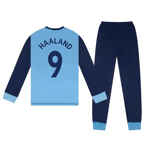 Manchester City FC - Jungen Schlafanzug mit Sublimationsdruck - Offizielles Merchandise - Geschenk für Fußballfans - Himmelblau Haaland - 7-8 Jahre von Manchester City FC