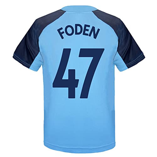 Manchester City FC - Jungen Trainingstrikot aus Polyester - Offizielles Merchandise - Geschenk für Fußballfans - Himmelblau mit Vereinswappen - Foden 47-10-11 Jahre von Manchester City FC