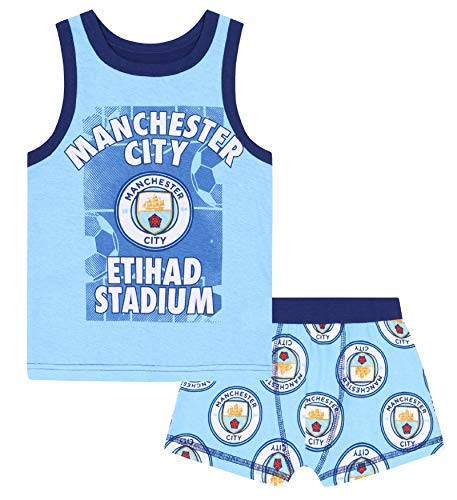Manchester City FC - Jungen Unterwäsche - Boxershorts & Unterhemd - Offizielles Merchandise - Geschenk für Fußballfans - 8-9 Jahre von Manchester City FC