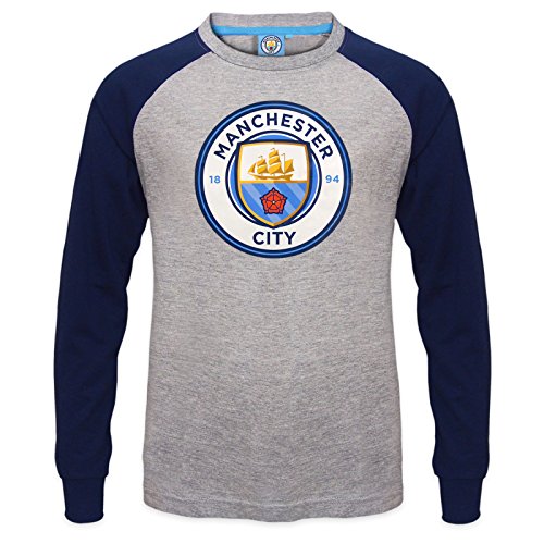 Manchester City FC - Kinder Langarmshirt mit Raglanärmeln & Vereinswappen - Offizielles Merchandise - Geschenk für Fußballfans - Grau - 4-5 Jahre von Manchester City FC