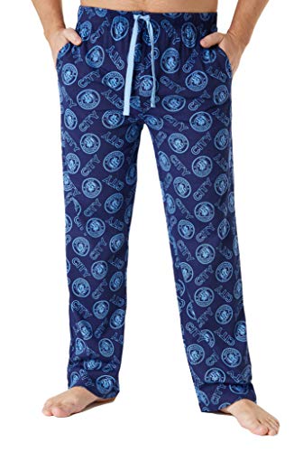 Manchester City FC Pyjamahose Herren Lang Baumwolle Schlafhose mit Seitentaschen (Blau, M) von MANCHESTER CITY