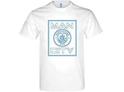 Manchester City FC Unisex Man City Logo T Shirt White Erwachsene Tshirt, weiß, L von Manchester City FC