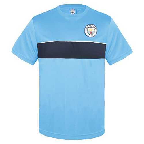Manchester United offizielles Herren-Fußball-T-Shirt aus Polyester Gr. S, Sky Blue Crest von Manchester City FC