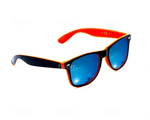 Zweifarbige Sonnenbrille mit blau verspiegelten Gläsern, klassische Retro-Sonnenbrille, UV400-Schutz, Orange von Manchester City FC