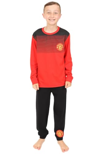 Manchester United Langer Schlafanzug für Jungen, Baumwolle, Rot / Schwarz, rot, 10-11 Jahre von Manchester United