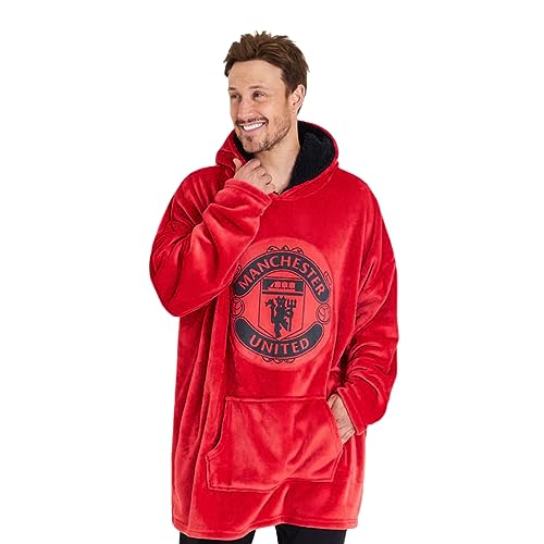 Manchester United F.C. Herren Hoodie Decke, Kapuzenpullover mit Kängurutasche (Rot) von Manchester United F.C.