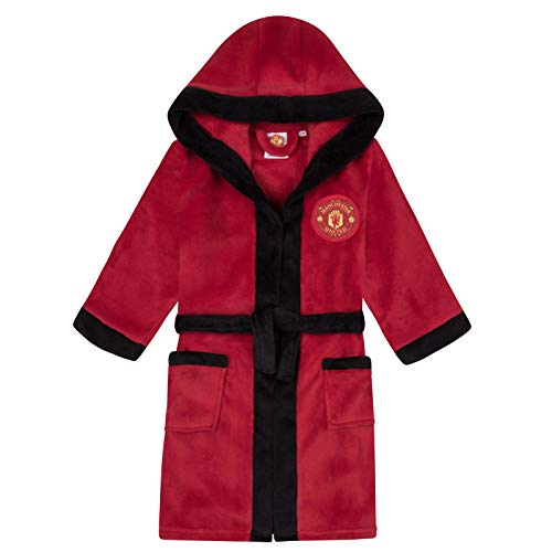 Manchester United FC - Jungen Fleece-Bademantel mit Kapuze - Offizielles Merchandise - Geschenk für Fußballfans - Rot - 11-12 Jahre von Manchester United FC