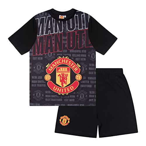Manchester United FC - Kinder Schlafanzug-Shorty - Offizielles Merchandise - Geschenk für Fußballfans - Schwarz - 8-9 Jahre von Manchester United