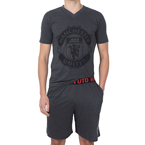 Manchester United FC - Herren Schlafanzug-Shorty - Offizielles Merchandise - Grau - XL von Manchester United FC