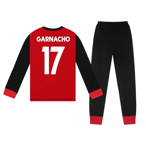 Manchester United FC - Jungen Schlafanzug mit Sublimationsdruck - Offizielles Merchandise - Geschenk für Fußballfans - Rot Garnacho - 7-8 Jahre von Manchester United