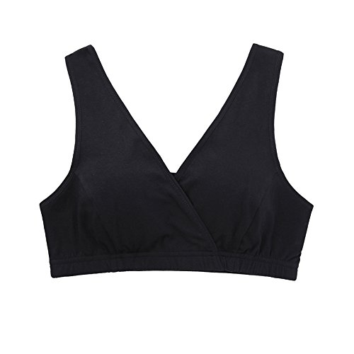 MANCI Baumwolle Still BH, Damen Schwangerschafts Still BH für Stillen und Schlaf (Schwarz, XL) von MANCI