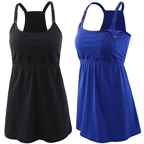 MANCI Schwangerschaft Stillen Top, Schwangeres Nursing Top Umstandsmode Unterwäsche Still-Sleep-BH (Schwarz&Blau, S) von MANCI