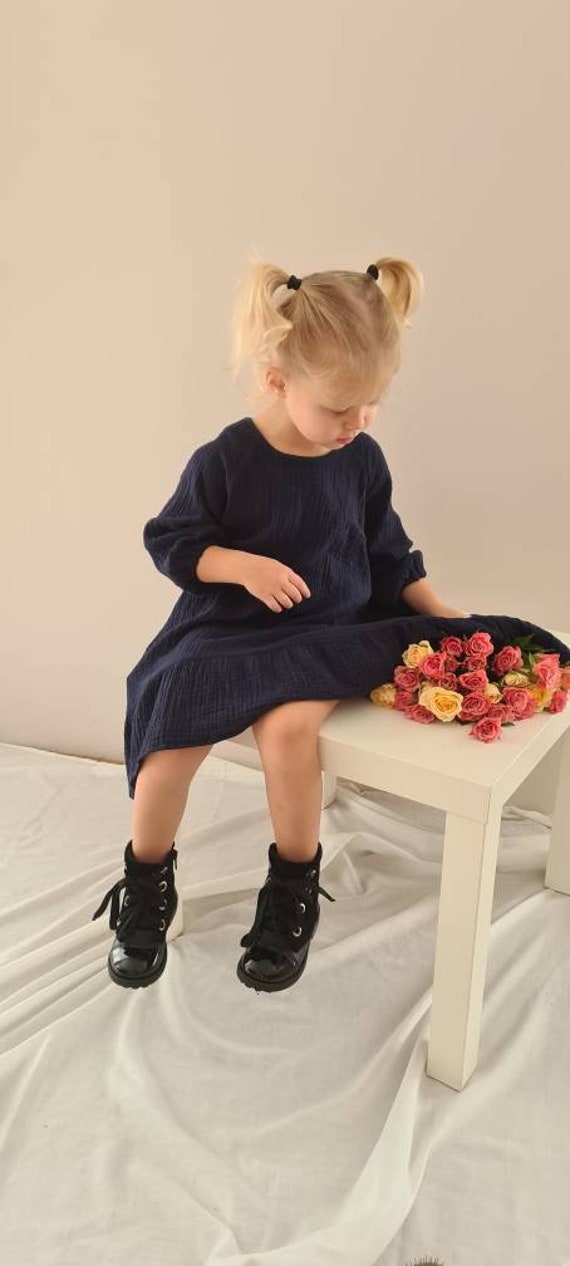 Prinzessin Kleid/Doppel Gaze Trapez Baumwolle Lose Boho Mädchen Kleid/ Ballonärmel Kleid von MandDFashion