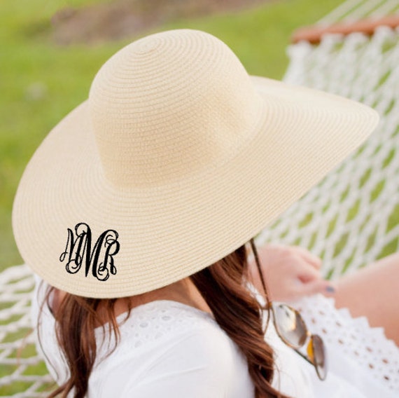 Monogramm Floppy Sonnenhut Personalisierter Strand Oder Derby Hut von MandRMonograms