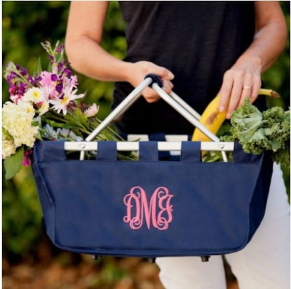 Monogrammiert Markt Tote Korb Zusammenklappbare Heckklappe von MandRMonograms