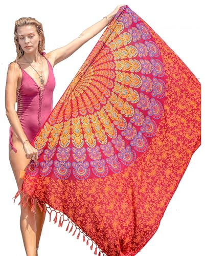 Mandala Life ART Damen Sarong, Pareo,Bikini Vertuschen, Strandtuch,Wickelrock, TapisserieWickeltuch Schal Halstuch - Hochwertiger Rayon - Weich und Leicht von Mandala Life ART