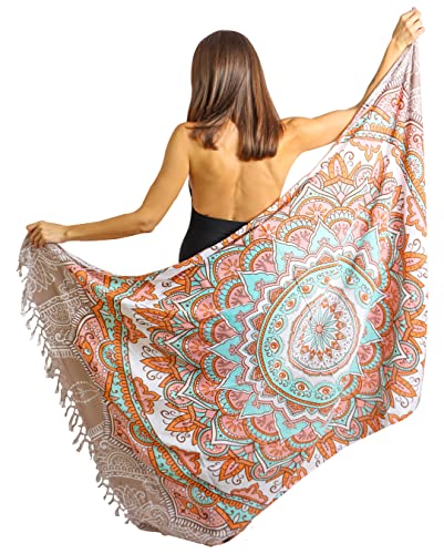 Mandala Life ART Damen Sarong, Pareo,Bikini Vertuschen, Strandtuch,Wickelrock, TapisserieWickeltuch Schal Halstuch - Hochwertiger Rayon - Weich und Leicht von Mandala Life ART