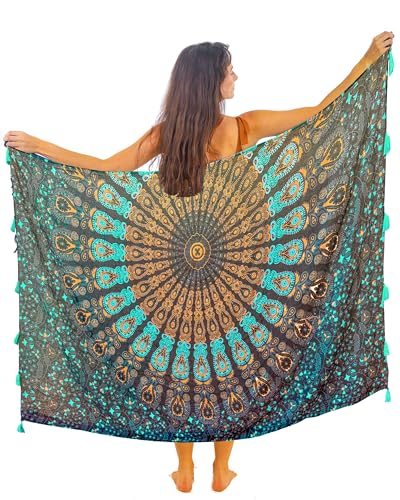 Wickelrock, Boho-Chic-Pareo, Mandala-Pareo, Bikini-Cover-Up, Strandkleid, Einheitsgröße von Mandala Life ART