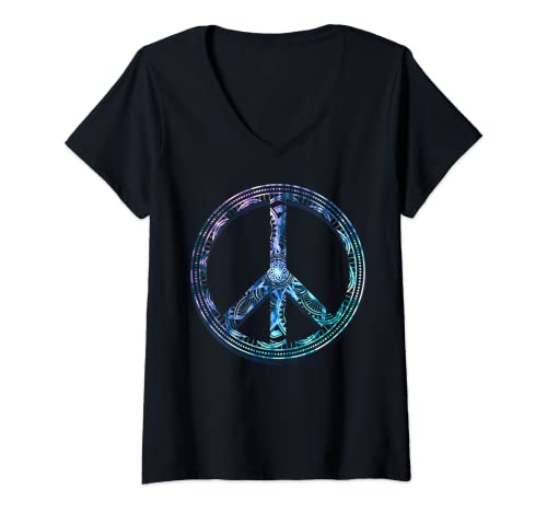 Damen Mandala Peace-Zeichen Boho Yoga Meditation kunstvoll Hippie T-Shirt mit V-Ausschnitt Damen Mandala Peace-Zeichen Boho Yoga Meditation kunstvoll Hippie T-Shirt mit V-Ausschnitt von Mandala Peace Sign Boho Yoga Meditation Hippie