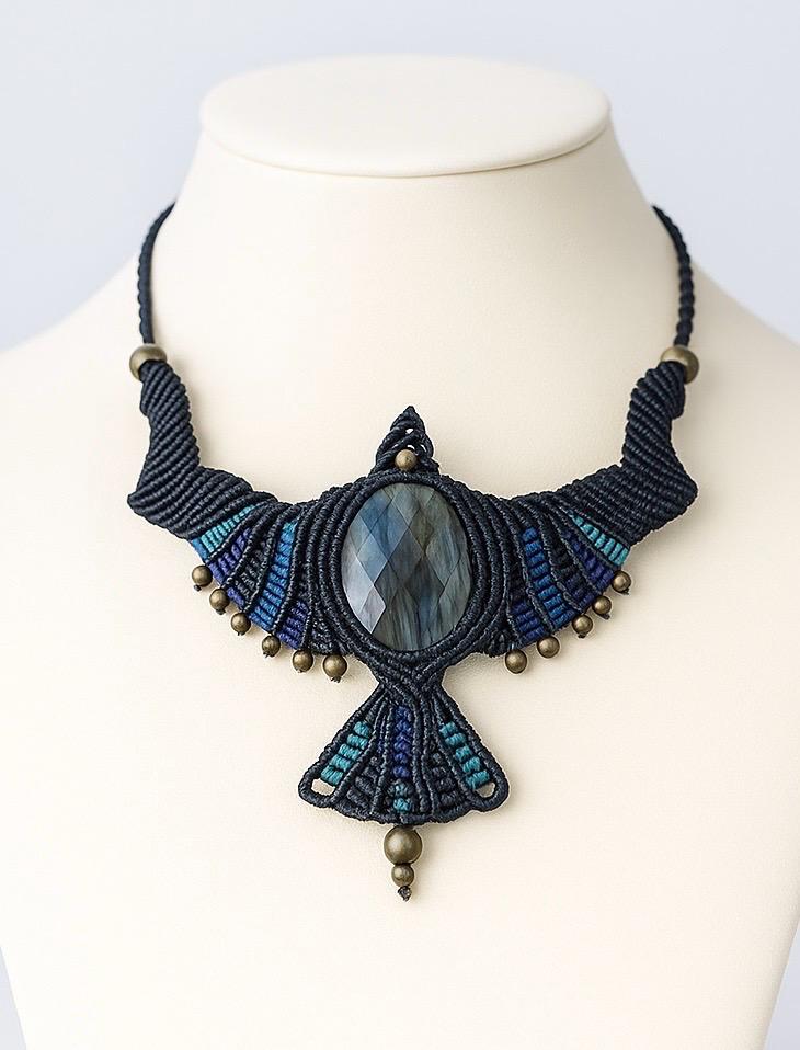 Mandala Makramee Halskette Mit Labradorit - Ibiza Boho Schmuck Mandala Makramee Halskette Mit Labradorit - Ibiza Boho Schmuck von MandalasIBIZA