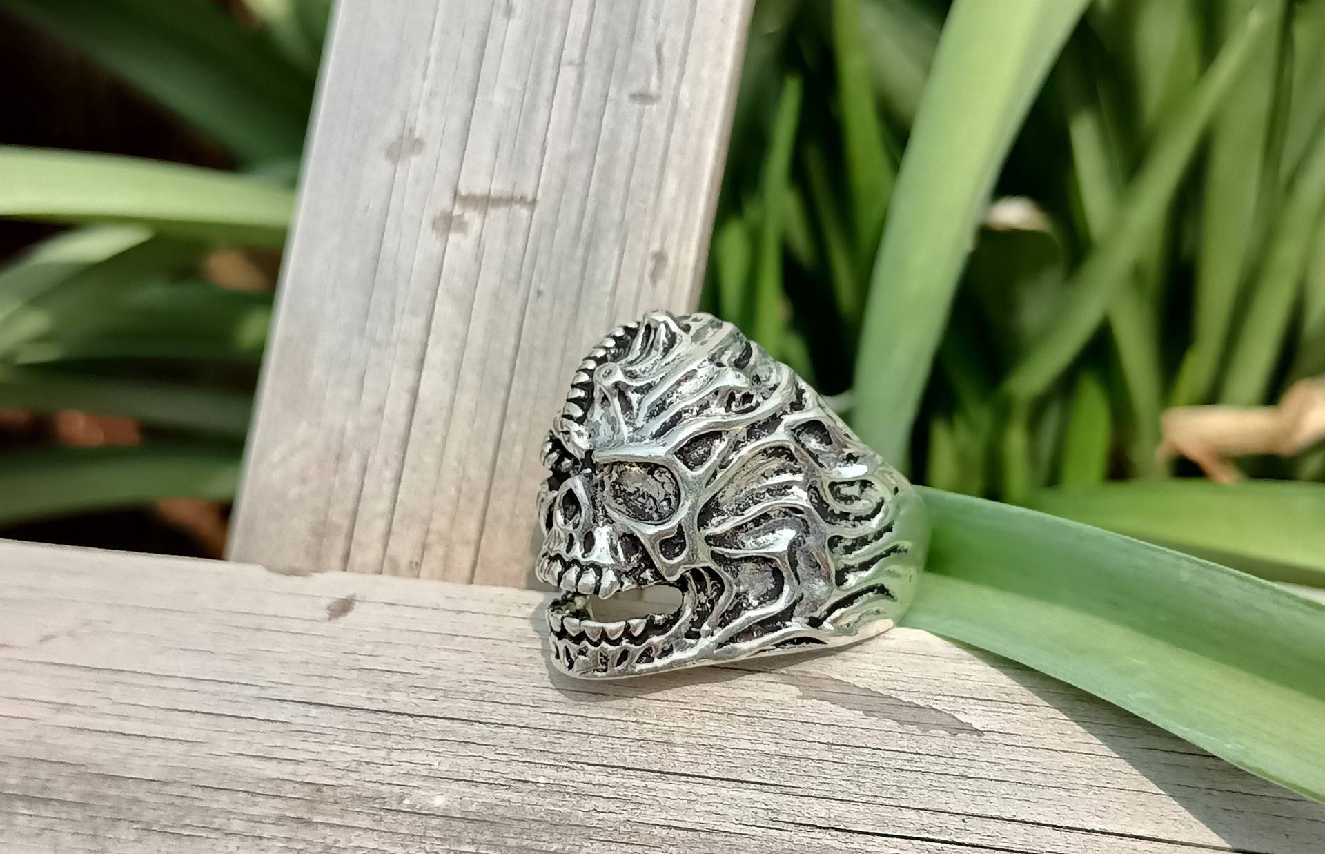 Totenkopf Gesicht Silber Oxidierter Ring Einzigartiger Statement Herren Frauen Geschenk Für Sie von Mandaljewelryshop