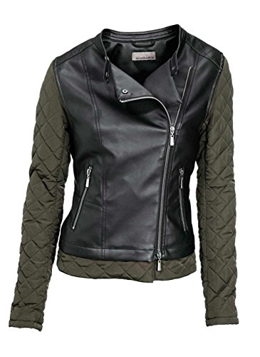 Bikerjacke, oliv-schwarz von Mandarin Grösse 40 von Mandarin