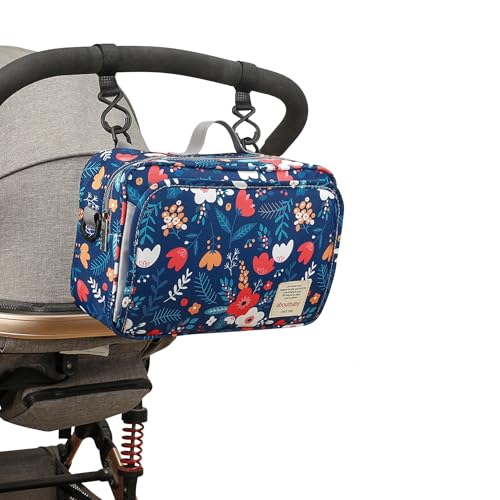 Kleine Kinderwagentasche Kinderwagentasche mit Umstandstaschfunktion Kinderwagenorganizer Multifunktionstasche Kinderwagentasche Mutterschaftskrankenhaus. Kinderwagen, Blaue Blume, Kinderwagentasche von Mandarinmelon