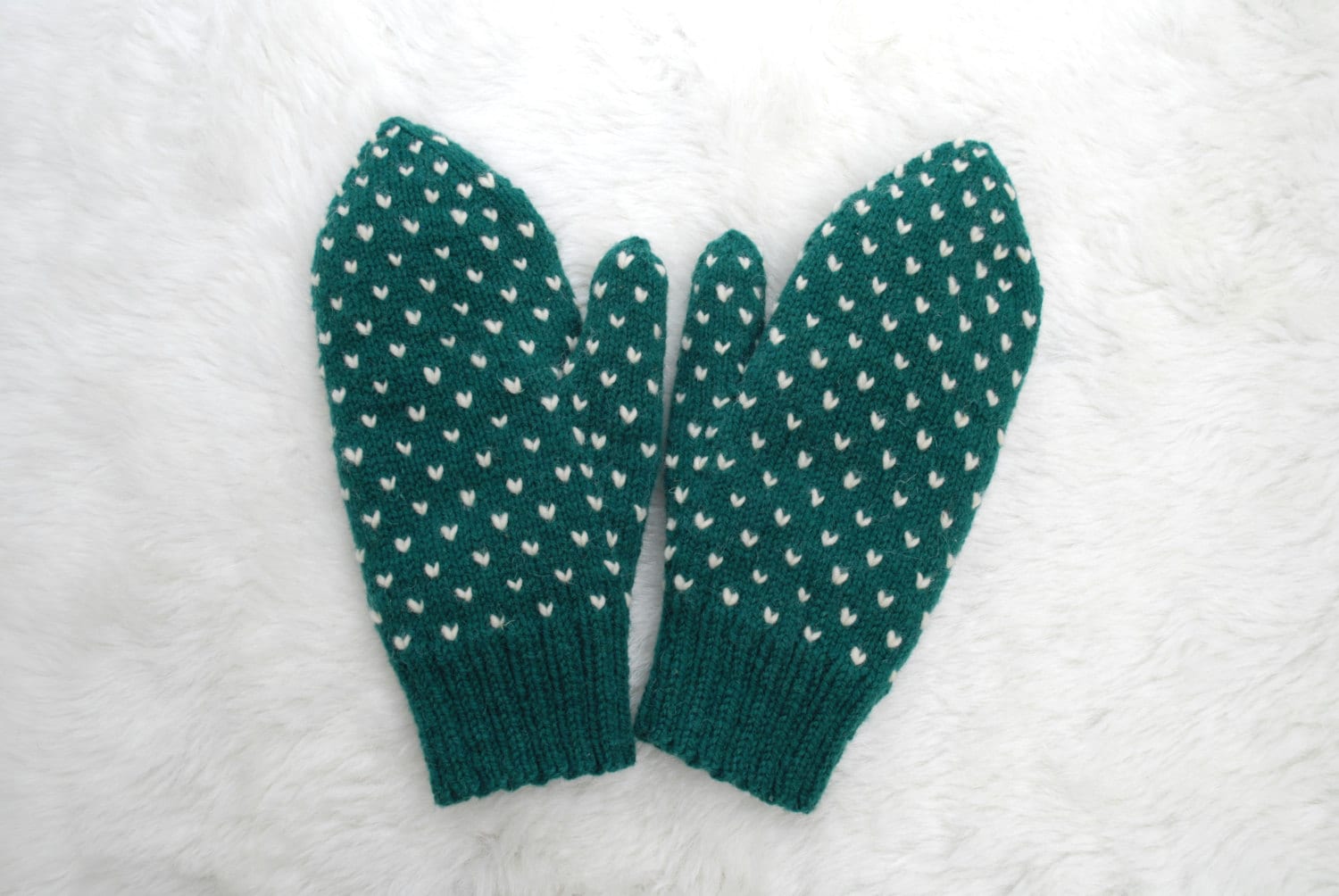 Grün Thrummed Handschuhe Erwachsene Kleine, Medium 100% Wolle Weihnachtsgeschenk von MandasMittens