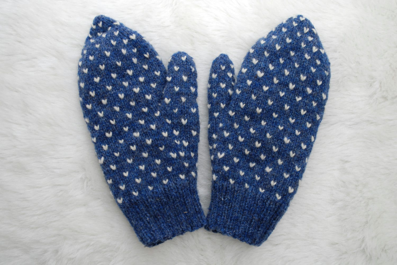 Handgemachte Thrummed Handschuhe Blau Heather Erwachsene Handschuhe von MandasMittens
