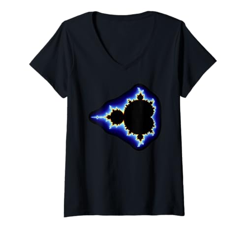 Damen Elektrische Mandelbrot Set Fractal Geometrie Retro Formen Mania T-Shirt mit V-Ausschnitt Damen Elektrische Mandelbrot Set Fractal Geometrie Retro Formen Mania T-Shirt mit V-Ausschnitt von Mandelbrot Set Fractal Geometry Shapes Mania