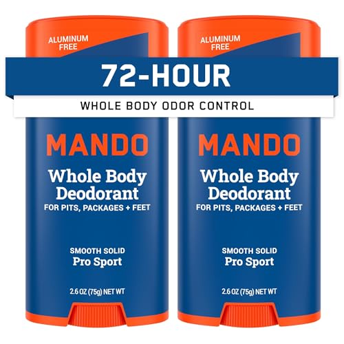 Whole Body Deodorant For Men - Smooth Solid Stick - 72 Hour Odor Control - Aluminum Free, Baking Soda Free, Skin Safe - 2.6 ounce (Pack of 2) - Pro Sport von Mando