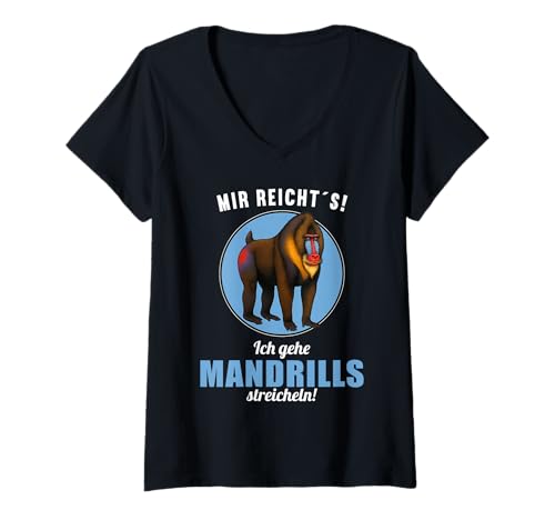 Damen Mandrills Mandrill T-Shirt mit V-Ausschnitt von Mandrills Mandrill Tier Shop