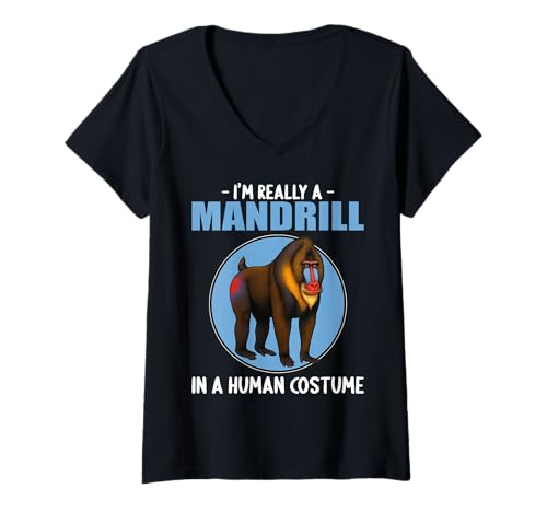 Damen Mandrills Mandrill T-Shirt mit V-Ausschnitt Damen Mandrills Mandrill T-Shirt mit V-Ausschnitt von Mandrills Mandrill Tier Shop