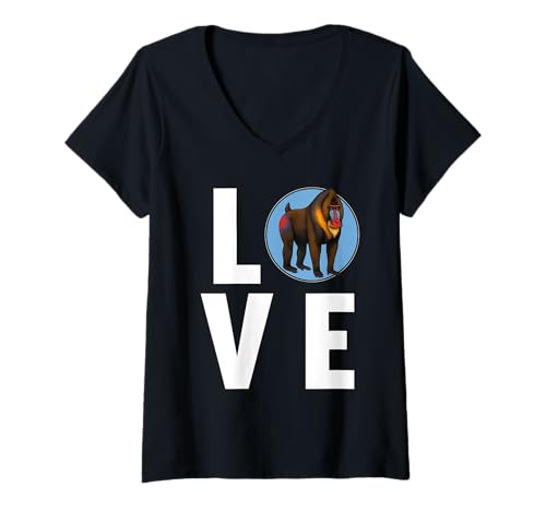 Damen Mandrills Mandrill T-Shirt mit V-Ausschnitt Damen Mandrills Mandrill T-Shirt mit V-Ausschnitt von Mandrills Mandrill Tier Shop