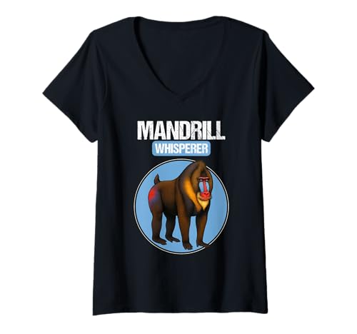 Damen Mandrills Mandrill T-Shirt mit V-Ausschnitt Damen Mandrills Mandrill T-Shirt mit V-Ausschnitt von Mandrills Mandrill Tier Shop