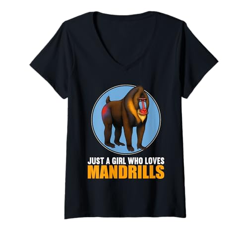 Damen Mandrills Mandrill T-Shirt mit V-Ausschnitt Damen Mandrills Mandrill T-Shirt mit V-Ausschnitt von Mandrills Mandrill Tier Shop