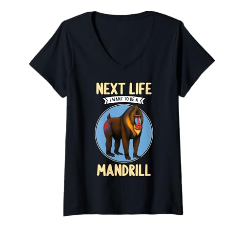 Damen Mandrills Mandrill T-Shirt mit V-Ausschnitt Damen Mandrills Mandrill T-Shirt mit V-Ausschnitt von Mandrills Mandrill Tier Shop