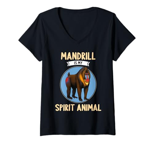 Damen Mandrills Mandrill T-Shirt mit V-Ausschnitt Damen Mandrills Mandrill T-Shirt mit V-Ausschnitt von Mandrills Mandrill Tier Shop