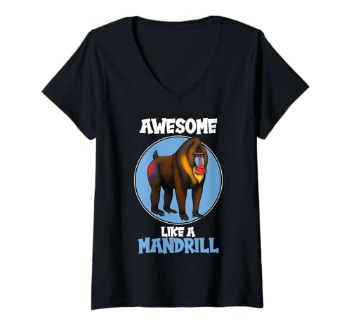 Damen Mandrills Mandrill T-Shirt mit V-Ausschnitt Damen Mandrills Mandrill T-Shirt mit V-Ausschnitt von Mandrills Mandrill Tier Shop