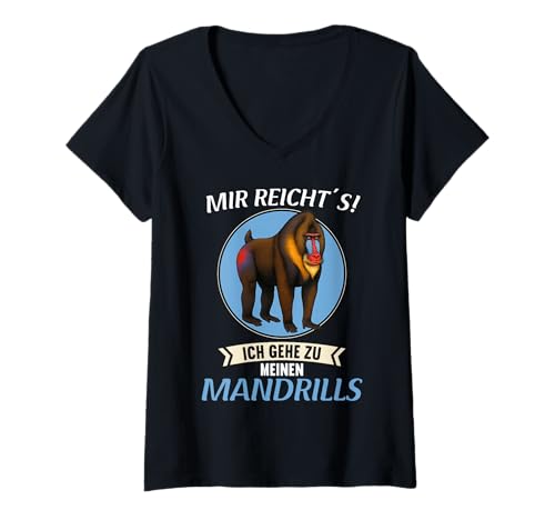 Damen Mandrills Mandrill T-Shirt mit V-Ausschnitt Damen Mandrills Mandrill T-Shirt mit V-Ausschnitt von Mandrills Mandrill Tier Shop