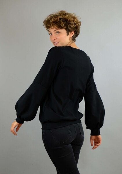 ManduTrap Bio Baumwolle, Pullover, Sweater "Caro" mit Ballonärmeln in rot, schwarz oder gelb von ManduTrap