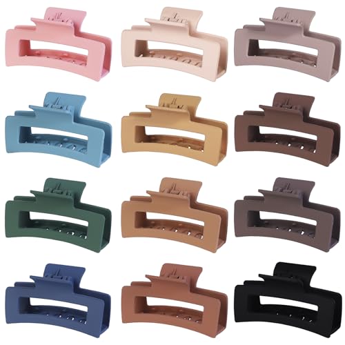 Haarklammern, 8,9 cm, rutschfest, quadratisch, matt, für Damen, starker Halt, Bananenclip für dickes, dünnes Haar, mehrfarbig, 12 Stück Haarklammern, 8,9 cm, rutschfest, quadratisch, matt, für Damen, starker Halt, Bananenclip für dickes, dünnes Haar, mehrfarbig, 12 Stück von Mandydov