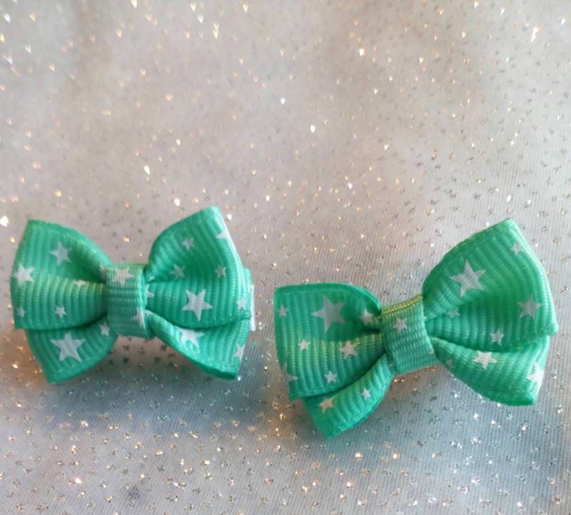 Minischleifen Sterne Türkis 3.5 cm von Mandyskreativeseite