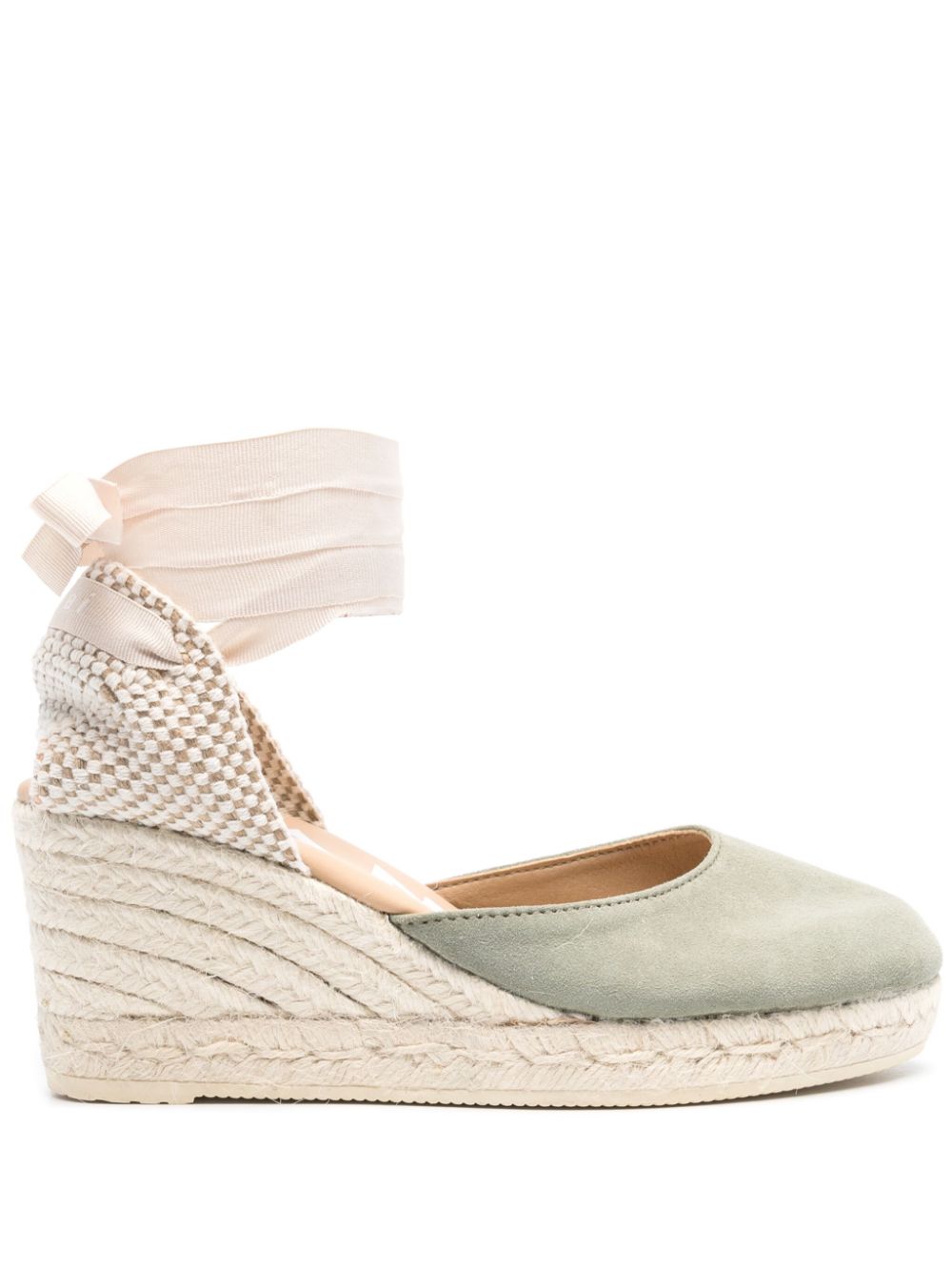 Manebi Wedge-Espadrilles aus Wildleder 75mm - Grün von Manebi