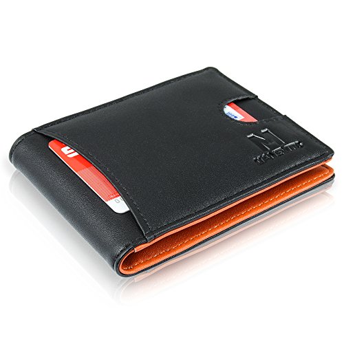 MANEVITO Geldbörse mit Geldklammer und Münzfach + RFID Schutz - Geldbeutel Männer - Schmales Slim Wallet Kreditkartenetui - Portmonaise Herren Kartenetui Portemonnaie - Schlankes Portmonee von Manevito