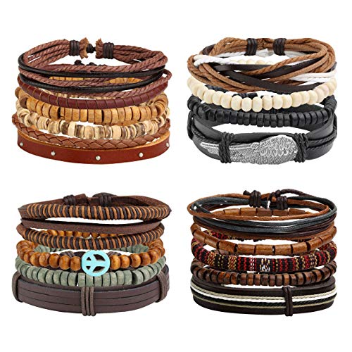 Manfnee 18PCS Geflochtenes Kunstlederarmband Punk Cuff Wrap Armbänder für Männer Frauen verstellbar von Manfnee