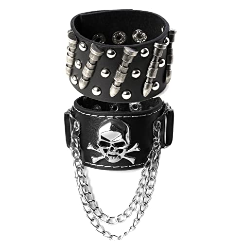 Manfnee 2 Stücke Punk Goth Armband Lederarmband Spike Rivet Metall Nieten Armbänder Wristbang von Manfnee