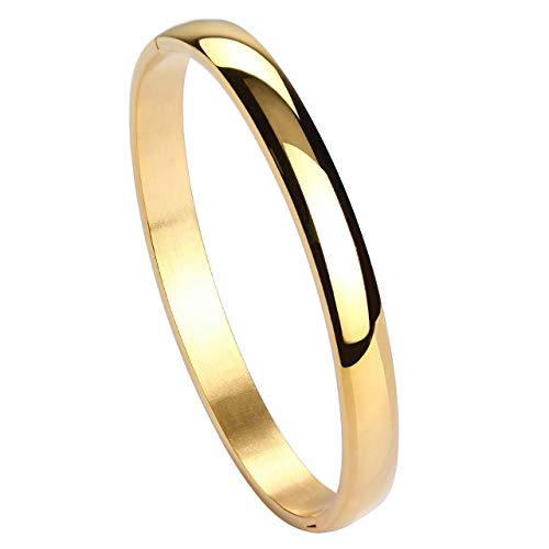 Manfnee 6mm Edelstahl Manschettenarmband Gold Freundschaft Liebe Geburtstag Frauen Mann von Manfnee